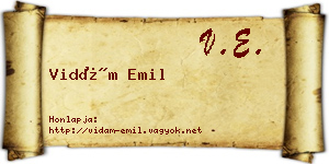 Vidám Emil névjegykártya